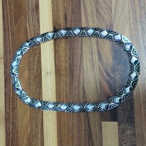 Vintage articulated collar necklace green windowpane rhinestones silver …